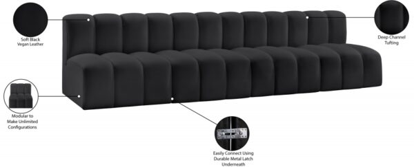 Arc 119" Vegan Leather Upholstered 4pc. Modular Sectional