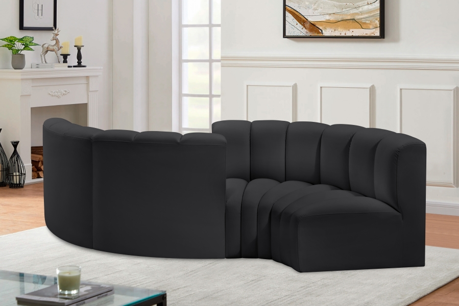 Arc 102" Vegan Leather Upholstered 4pc. Modular Sectional