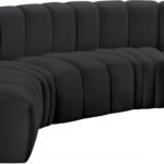 Arc 133" Vegan Leather Upholstered 5pc. Modular Sectional