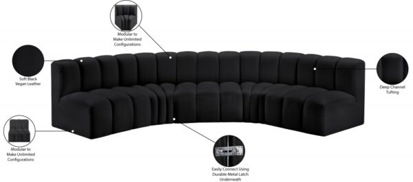Arc 133" Vegan Leather Upholstered 5pc. Modular Sectional