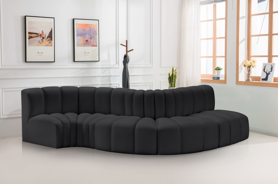 Arc 122" Vegan Leather Upholstered 5pc. Modular Sectional