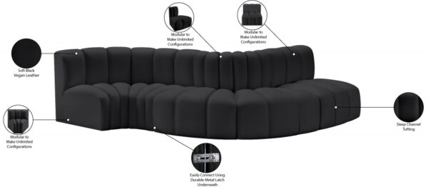 Arc 122" Vegan Leather Upholstered 5pc. Modular Sectional