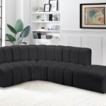 Arc 127" Vegan Leather Upholstered 5pc. Modular Sectional