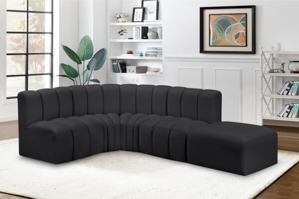 Arc 127" Vegan Leather Upholstered 5pc. Modular Sectional