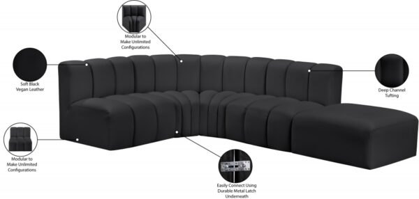 Arc 127" Vegan Leather Upholstered 5pc. Modular Sectional