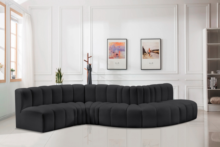 Arc 145" Vegan Leather Upholstered 6pc. Modular Sectional