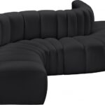 Arc 145" Vegan Leather Upholstered 6pc. Modular Sectional