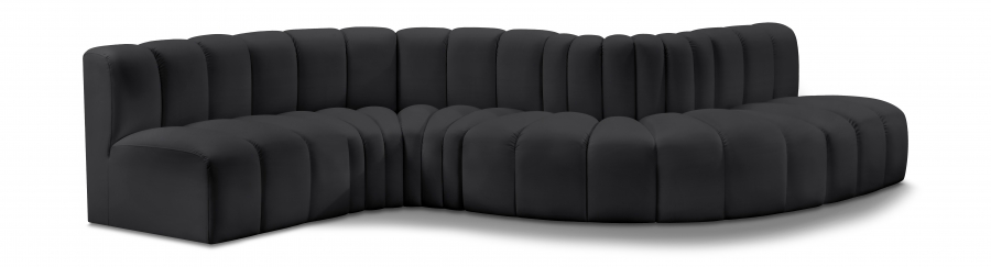 Arc 145" Vegan Leather Upholstered 6pc. Modular Sectional