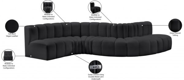 Arc 145" Vegan Leather Upholstered 6pc. Modular Sectional