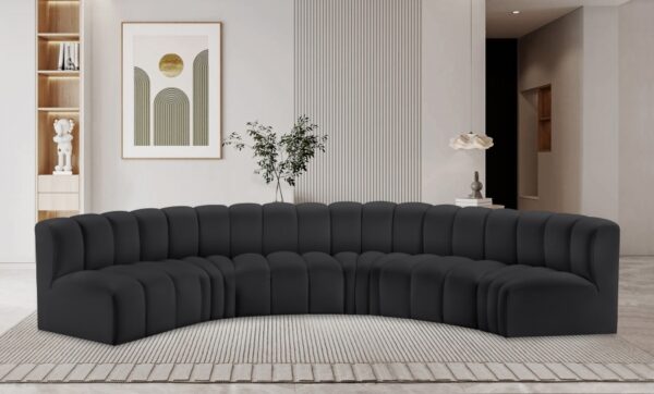 Arc 151" Vegan Leather Upholstered 6pc. Modular Sectional