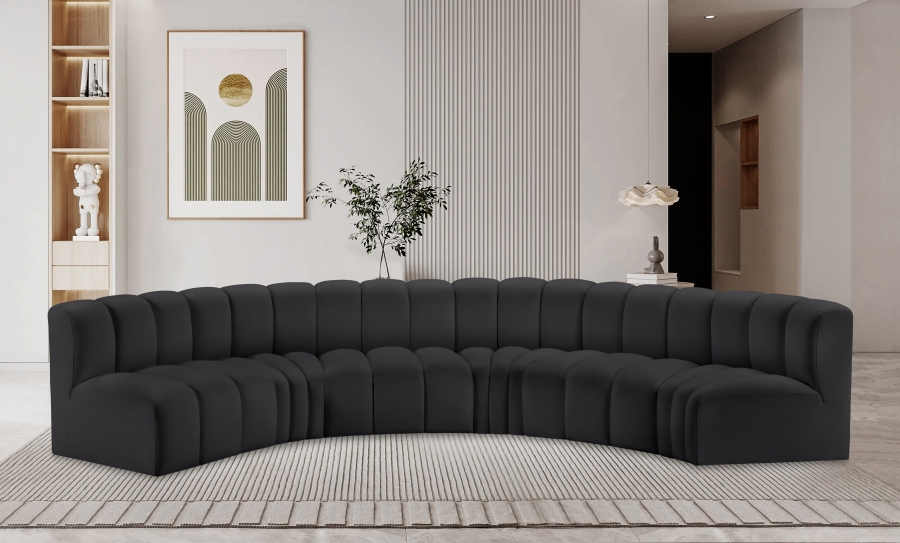Arc 151" Vegan Leather Upholstered 6pc. Modular Sectional