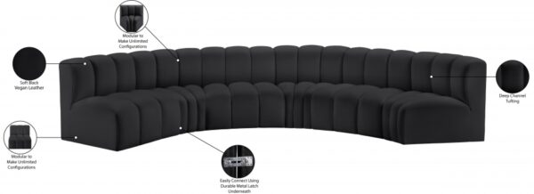 Arc 151" Vegan Leather Upholstered 6pc. Modular Sectional