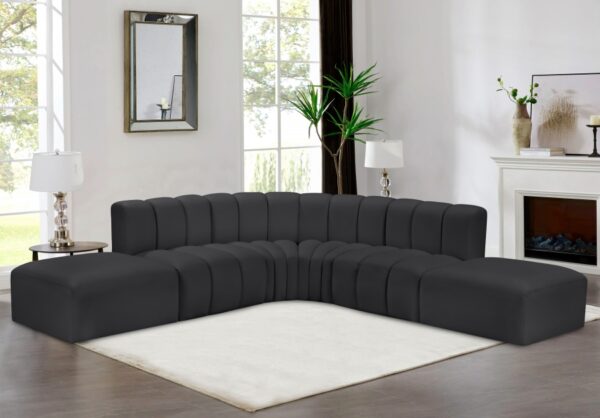 Arc 146" Vegan Leather Upholstered 6pc. Modular Sectional
