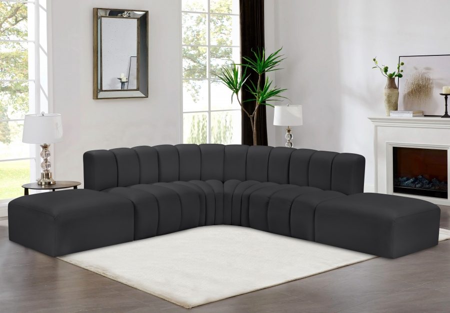 Arc 146" Vegan Leather Upholstered 6pc. Modular Sectional