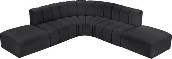 Arc 146" Vegan Leather Upholstered 6pc. Modular Sectional
