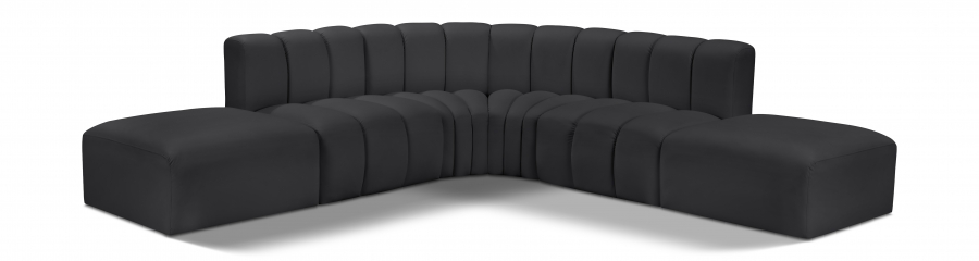Arc 146" Vegan Leather Upholstered 6pc. Modular Sectional