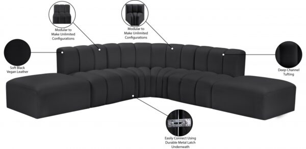Arc 146" Vegan Leather Upholstered 6pc. Modular Sectional