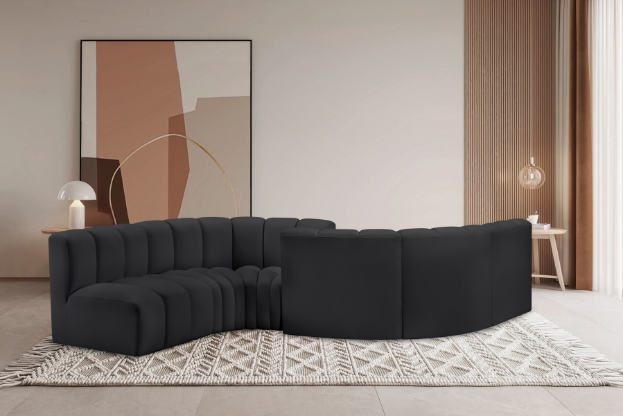 Arc 145" Vegan Leather Upholstered 6pc. Modular Sectional