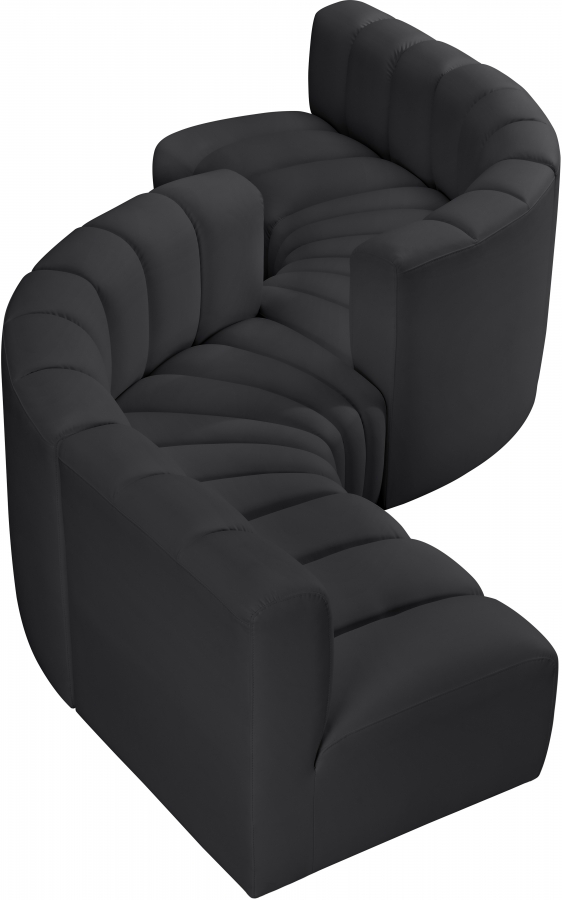 Arc 145" Vegan Leather Upholstered 6pc. Modular Sectional