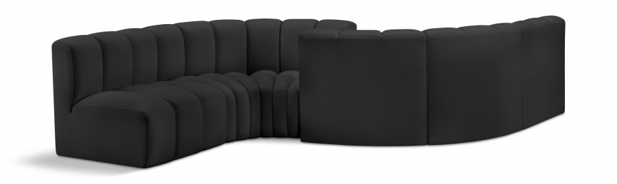 Arc 145" Vegan Leather Upholstered 6pc. Modular Sectional
