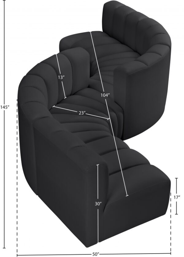 Arc 145" Vegan Leather Upholstered 6pc. Modular Sectional