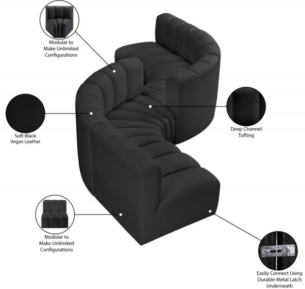 Arc 145" Vegan Leather Upholstered 6pc. Modular Sectional