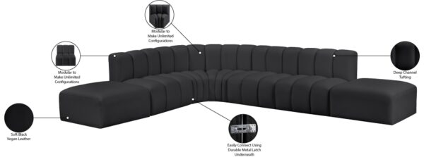 Arc 172" Vegan Leather Upholstered 7pc. Modular Sectional