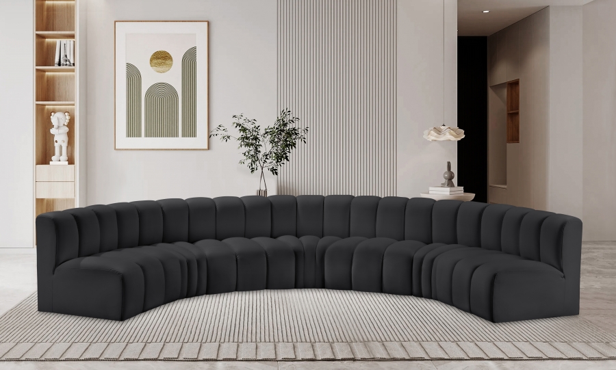 Arc 162" Vegan Leather Upholstered 7pc. Modular Sectional