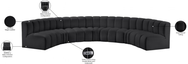 Arc 162" Vegan Leather Upholstered 7pc. Modular Sectional
