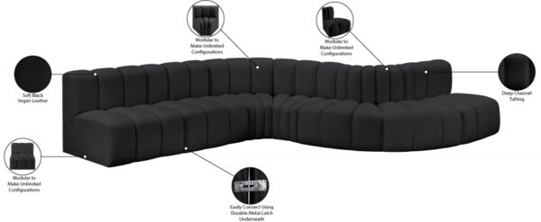 Arc 170" Vegan Leather Upholstered 7pc. Modular Sectional