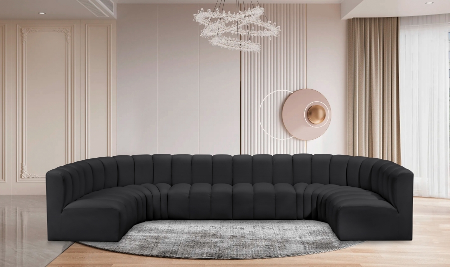 Arc 150" Vegan Leather Upholstered 8pc. Modular Sectional