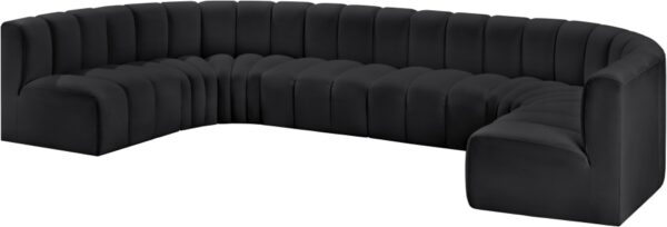 Arc 150" Vegan Leather Upholstered 8pc. Modular Sectional