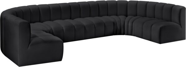 Arc 150" Vegan Leather Upholstered 8pc. Modular Sectional