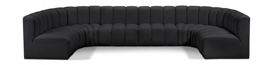 Arc 150" Vegan Leather Upholstered 8pc. Modular Sectional