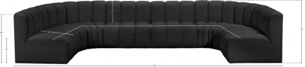 Arc 150" Vegan Leather Upholstered 8pc. Modular Sectional