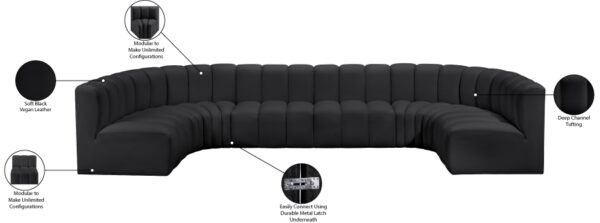 Arc 150" Vegan Leather Upholstered 8pc. Modular Sectional