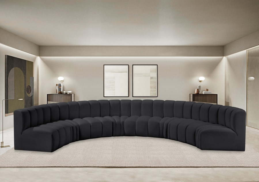 Arc 162" Vegan Leather Upholstered 8pc. Modular Sectional