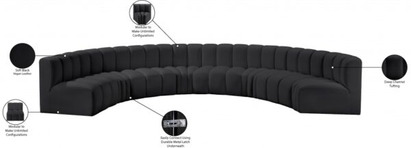 Arc 162" Vegan Leather Upholstered 8pc. Modular Sectional