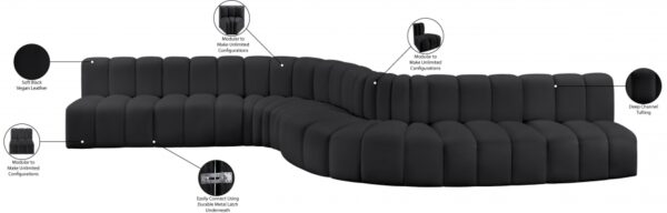 Arc 197" Vegan Leather Upholstered 8pc. Modular Sectional