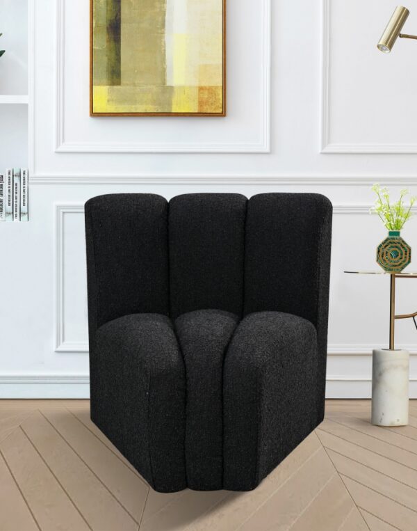 Arc Boucle Fabric Upholstered Curved Corner Modular Chair