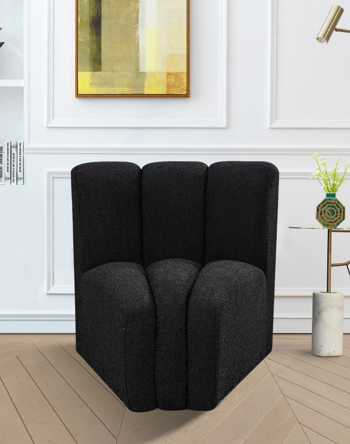 Arc Boucle Fabric Upholstered Curved Corner Modular Chair
