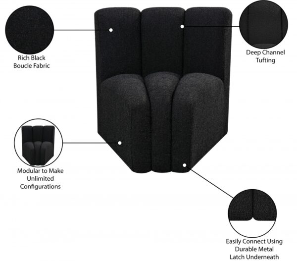 Arc Boucle Fabric Upholstered Curved Corner Modular Chair