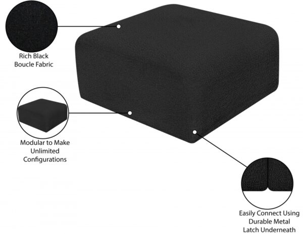 Arc Boucle Fabric Upholstered Modular Ottoman