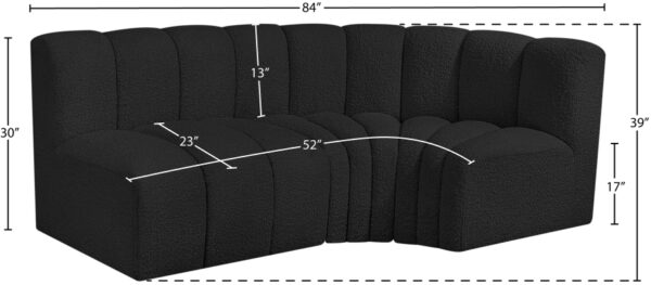 Arc 84" Boucle Fabric Upholstered 3pc. Modular Sectional