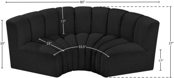 Arc 80" Boucle Fabric Upholstered 3pc. Modular Sectional