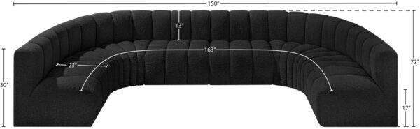 Arc 150" Boucle Fabric Upholstered 8pc. Modular Sectional