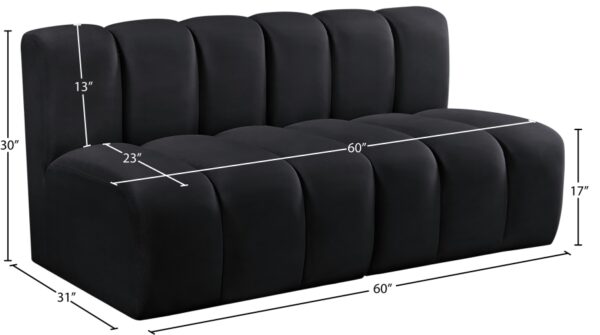Arc 60" Velvet Upholstered 2pc. Modular Sectional