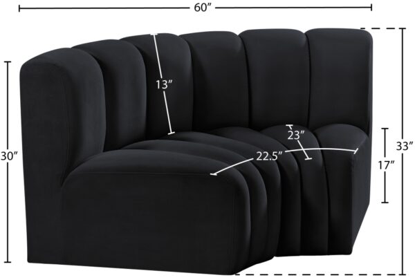 Arc 60" Velvet Upholstered 2pc. Modular Sectional