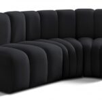 Arc 84" Velvet Upholstered 3pc. Modular Sectional