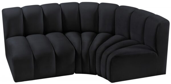 Arc 84" Velvet Upholstered 3pc. Modular Sectional